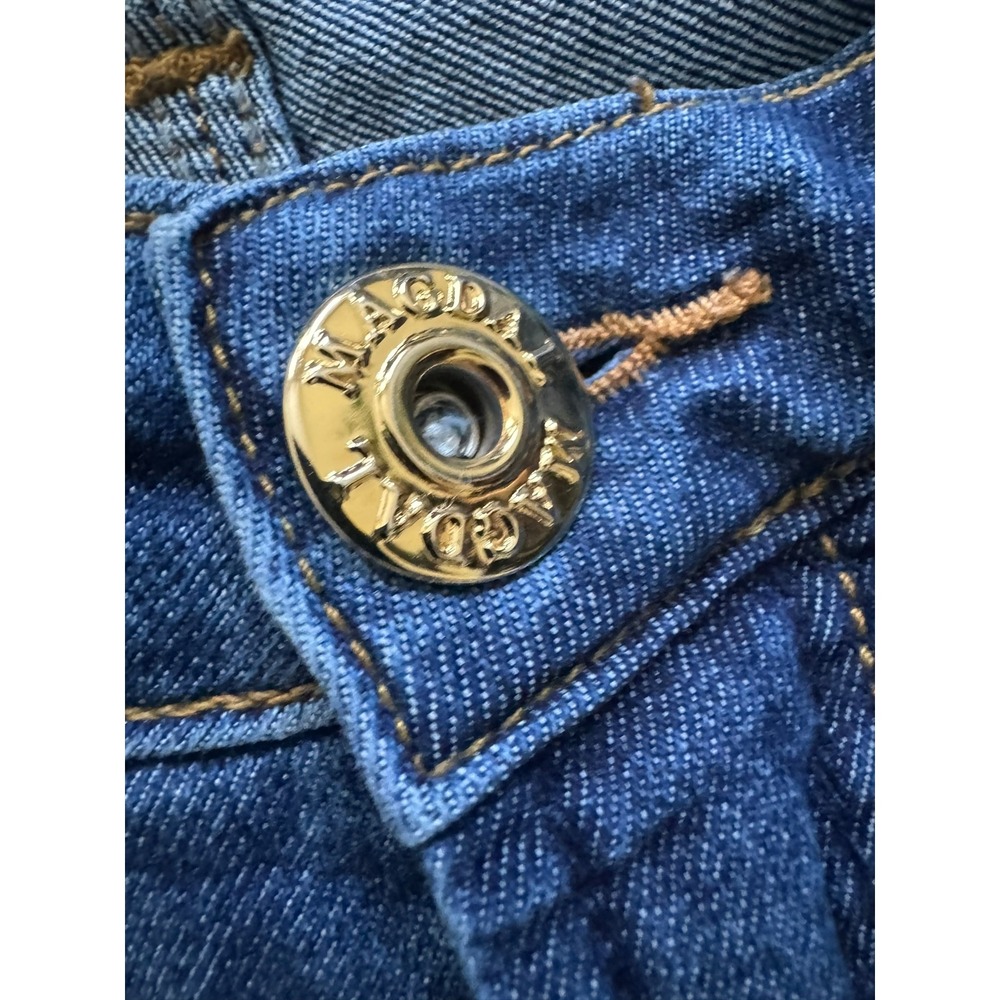 Magdal Dark Wash Flare Leg Jeans Mid Rise Denim Size 38 US 4-6 Bootcut Indigo - Picture 8 of 9